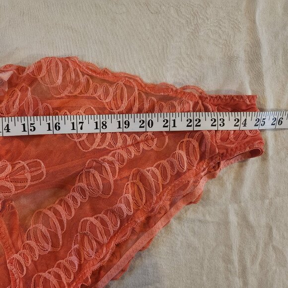 MENTIONABLES LACY CROTCHLESS TEDDY-HOT PINK SMALL - Picture 6 of 6